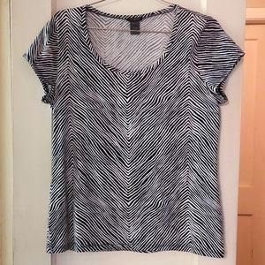 Ann Taylor Short Sleeve Top Zebra Print Size Large